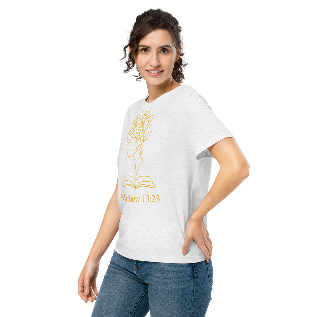 Matthew 13:23 Women’s organic ribbed neck t-shirt - Seedandsoulful