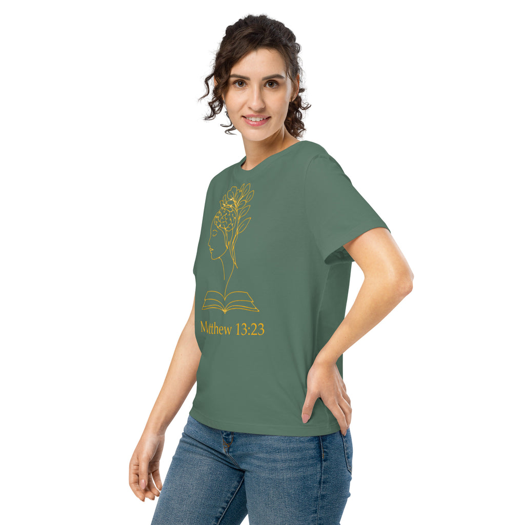Matthew 13:23 Women’s organic ribbed neck t-shirt - Seedandsoulful