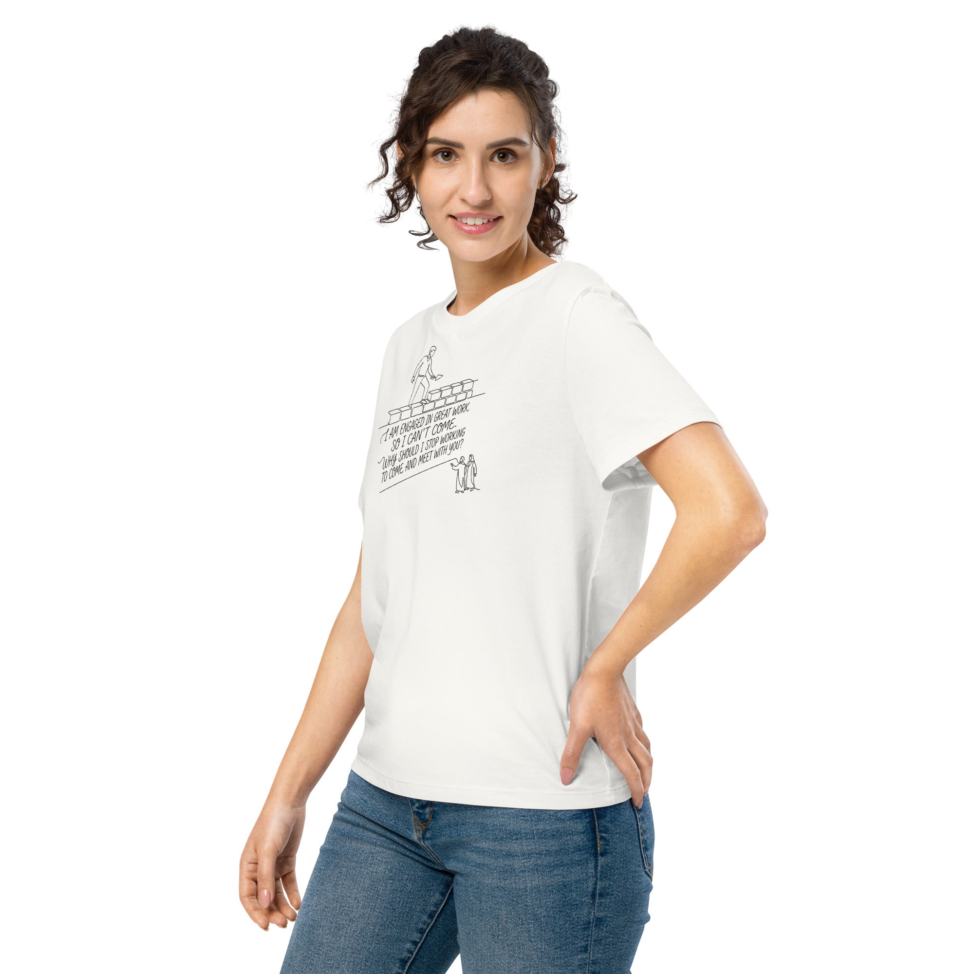 Nehemiah 6:3 Women’s organic ribbed neck t-shirt - Seedandsoulful