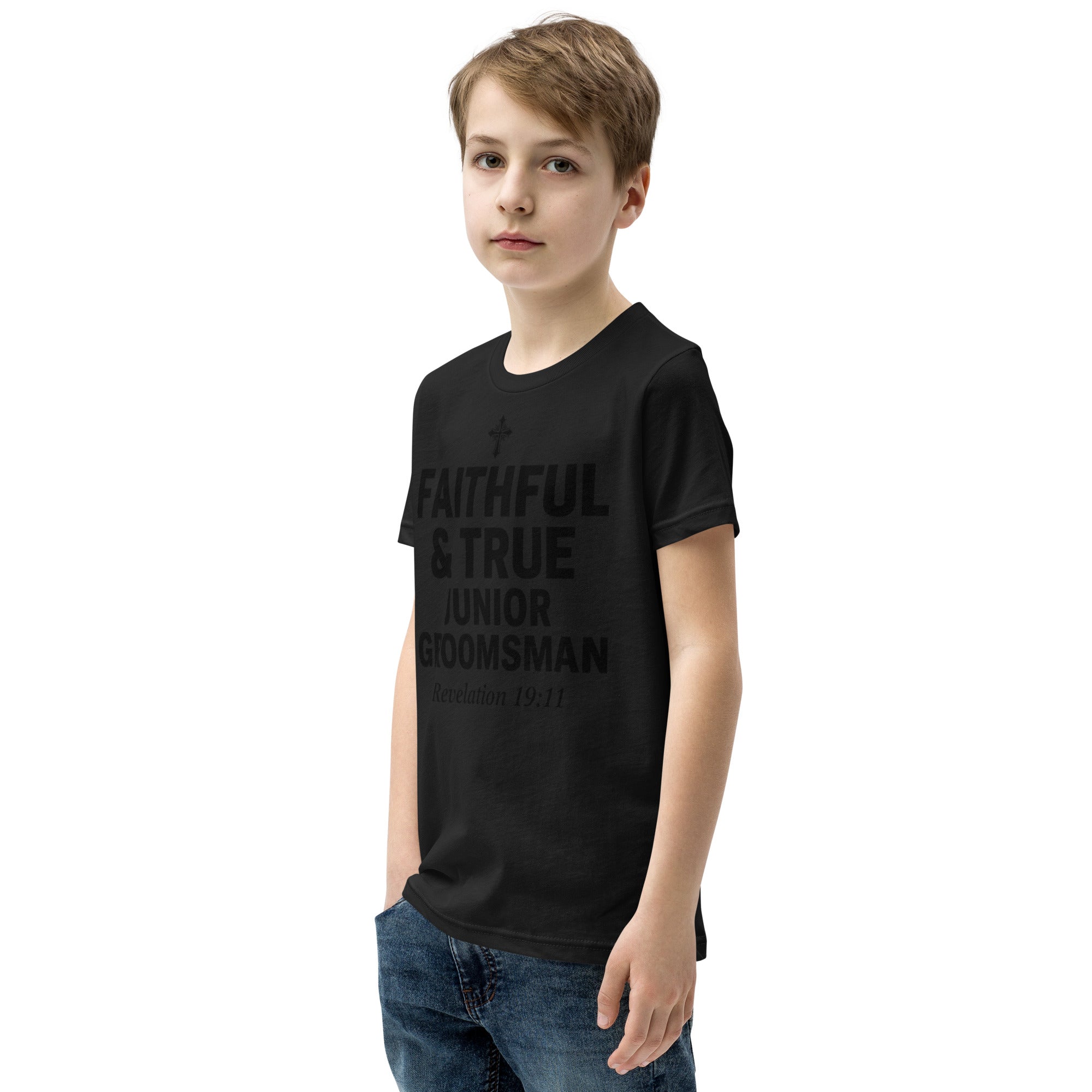Faith Junior Groomsman T-Shirt | Faithful & True | Christian Wedding Party Tee | Seedandsoulful - Seedandsoulful