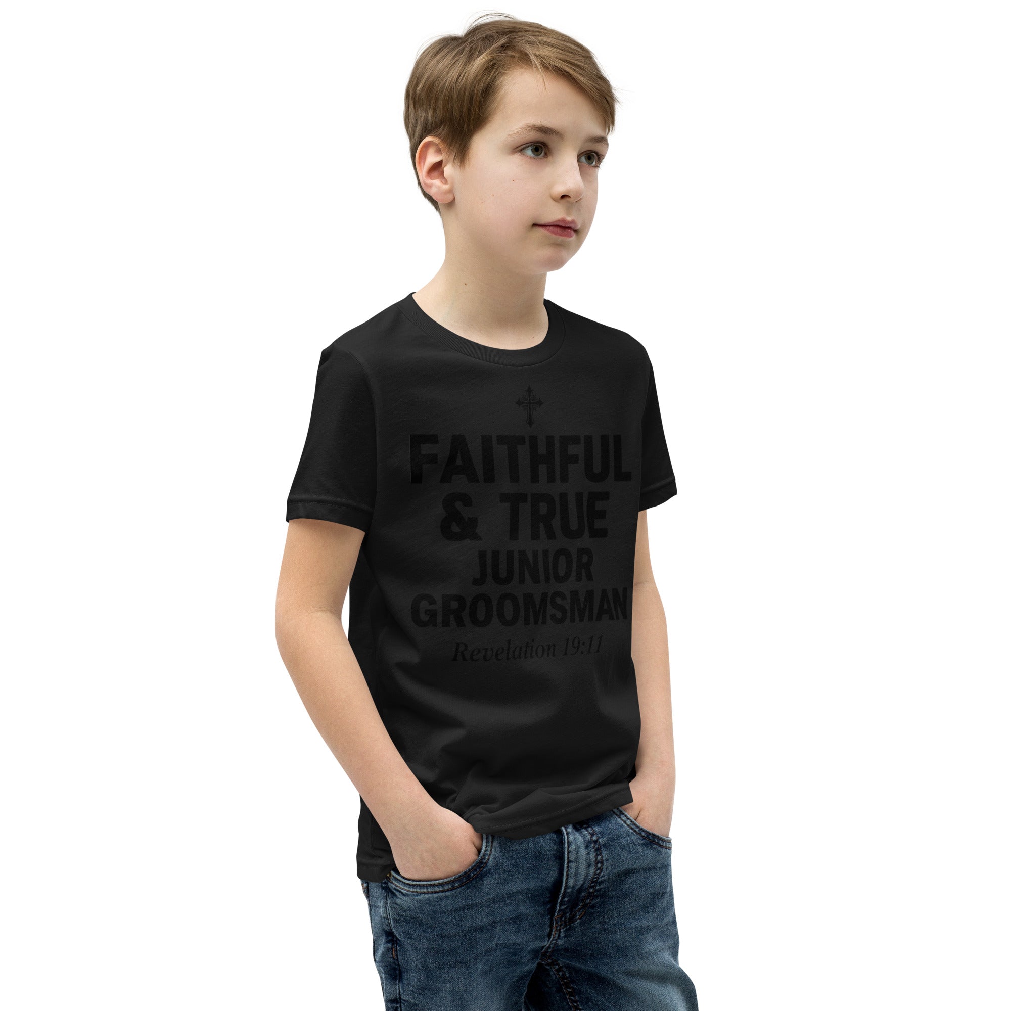 Faith Junior Groomsman T-Shirt | Faithful & True | Christian Wedding Party Tee | Seedandsoulful - Seedandsoulful