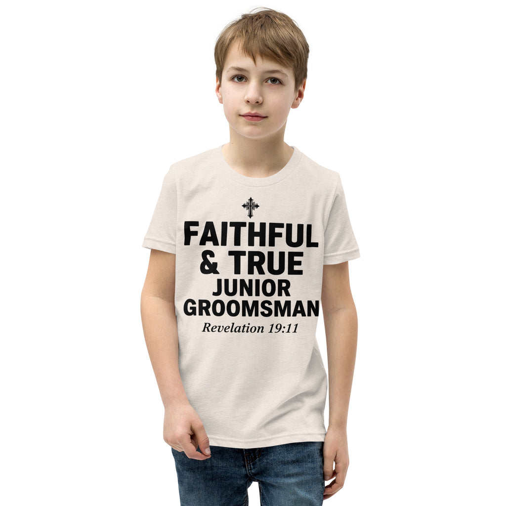 Faith Junior Groomsman T-Shirt | Faithful & True | Christian Wedding Party Tee | Seedandsoulful - Seedandsoulful
