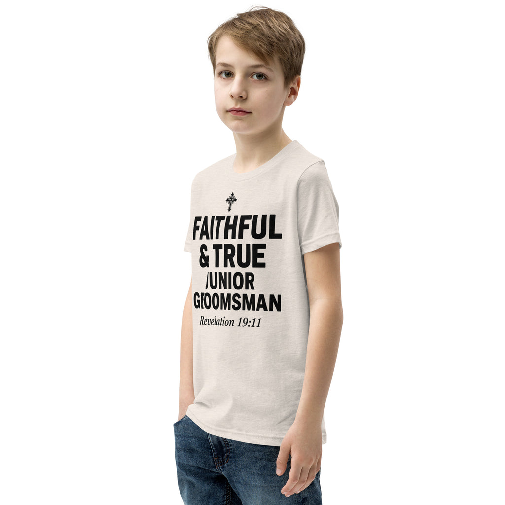Faith Junior Groomsman T-Shirt | Faithful & True | Christian Wedding Party Tee | Seedandsoulful - Seedandsoulful