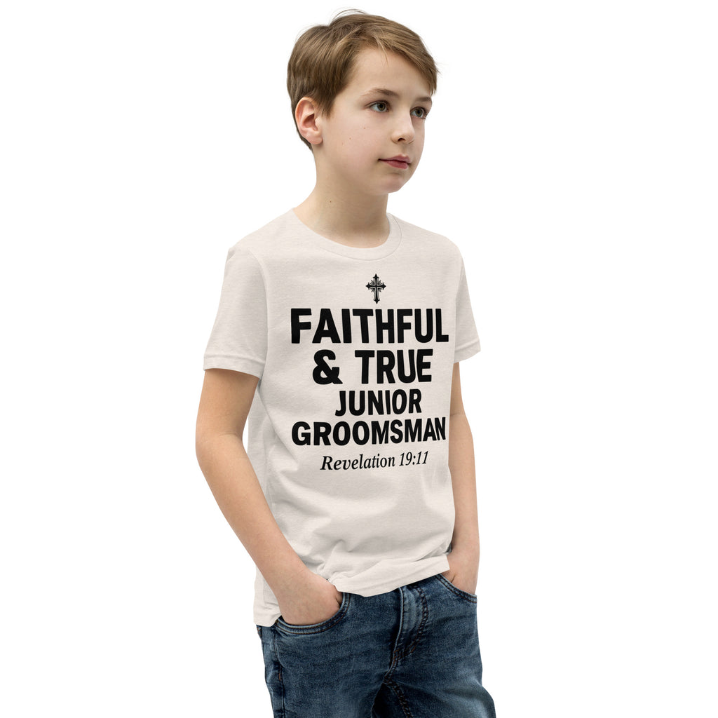 Faith Junior Groomsman T-Shirt | Faithful & True | Christian Wedding Party Tee | Seedandsoulful - Seedandsoulful