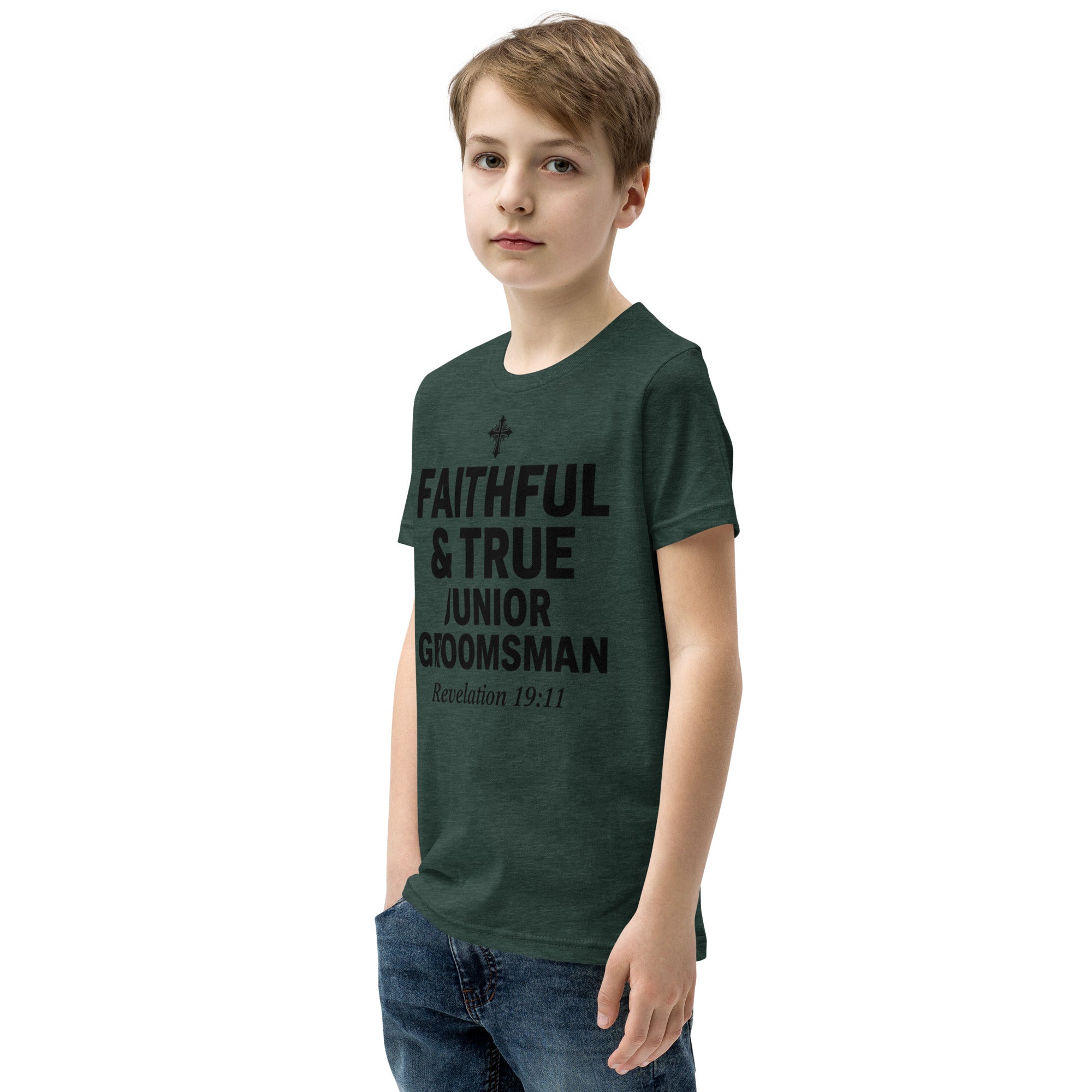 Faith Junior Groomsman T-Shirt | Faithful & True | Christian Wedding Party Tee | Seedandsoulful - Seedandsoulful