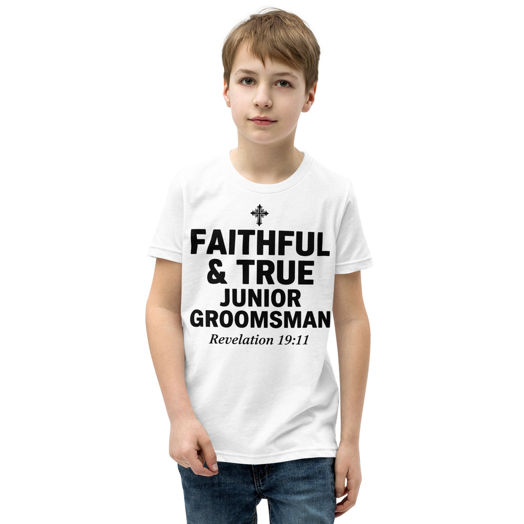 Faith Junior Groomsman T-Shirt | Faithful & True | Christian Wedding Party Tee | Seedandsoulful - Seedandsoulful