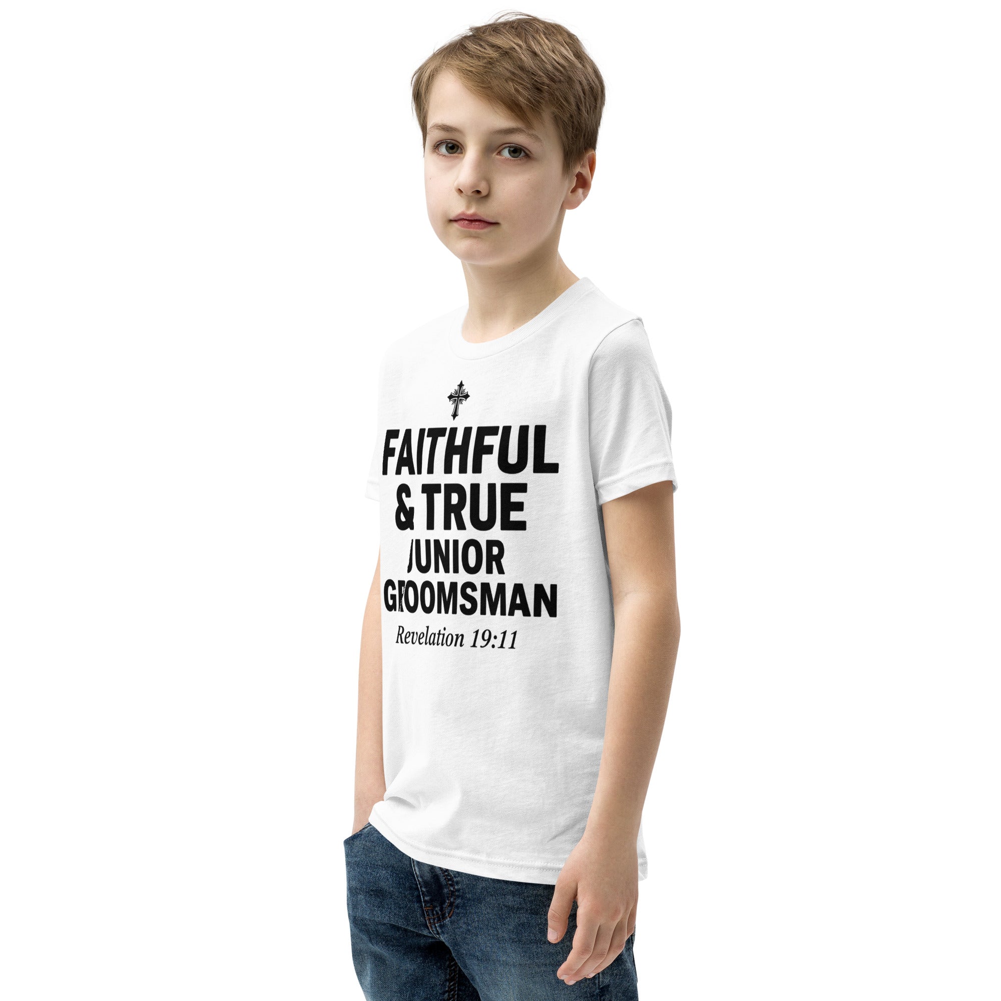 Faith Junior Groomsman T-Shirt | Faithful & True | Christian Wedding Party Tee | Seedandsoulful - Seedandsoulful